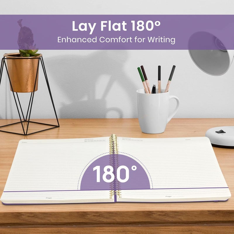Taja Large Spiral Lined Journal for Women, 8.5" x 11" Notebooks for Work Collge Ruled, A4 Aesthetic Cute Journaling Notebooks for Writing, Plastic Cover, Purple Blocks - Image 4